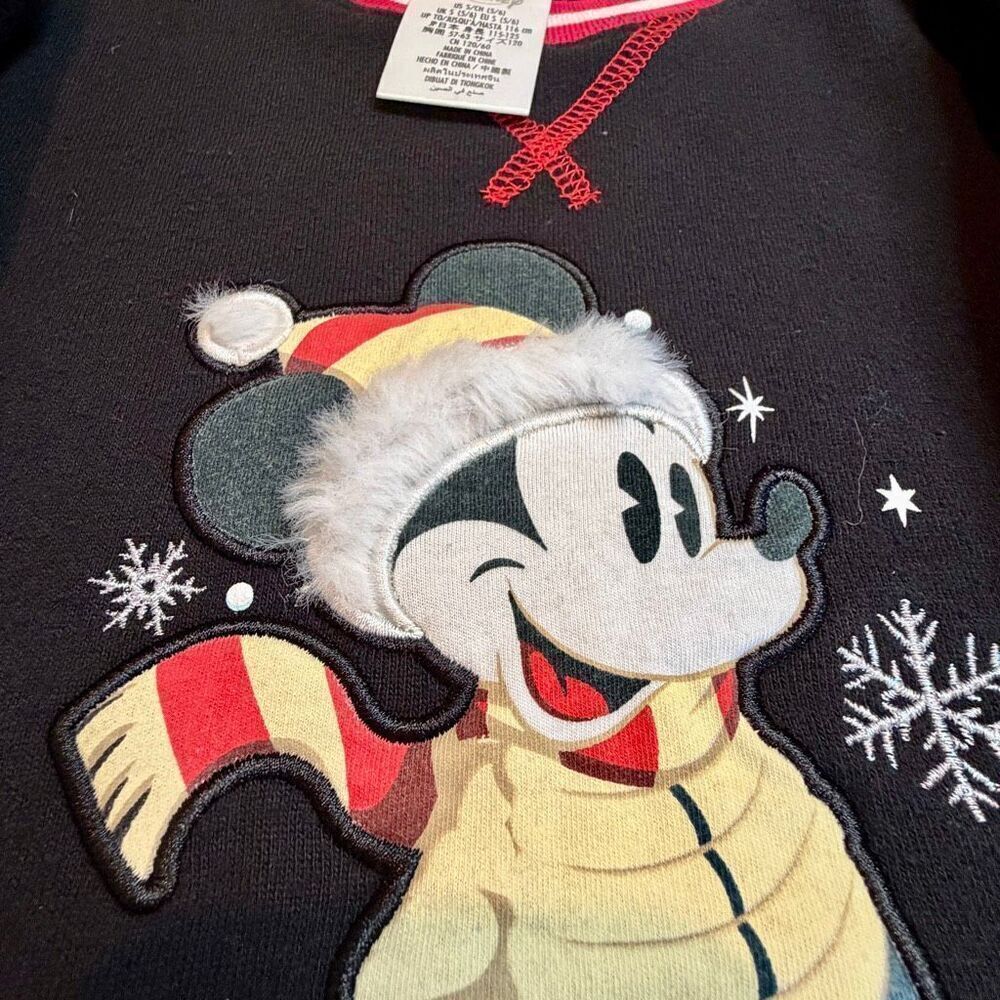 Mickey Mouse Holiday Sweatshirt Disney Parks KIDS Size 5/6 Christmas Preowned
